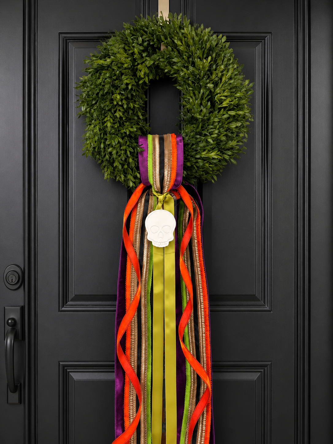 Candy Corn Skull Tea Leaf Wreath