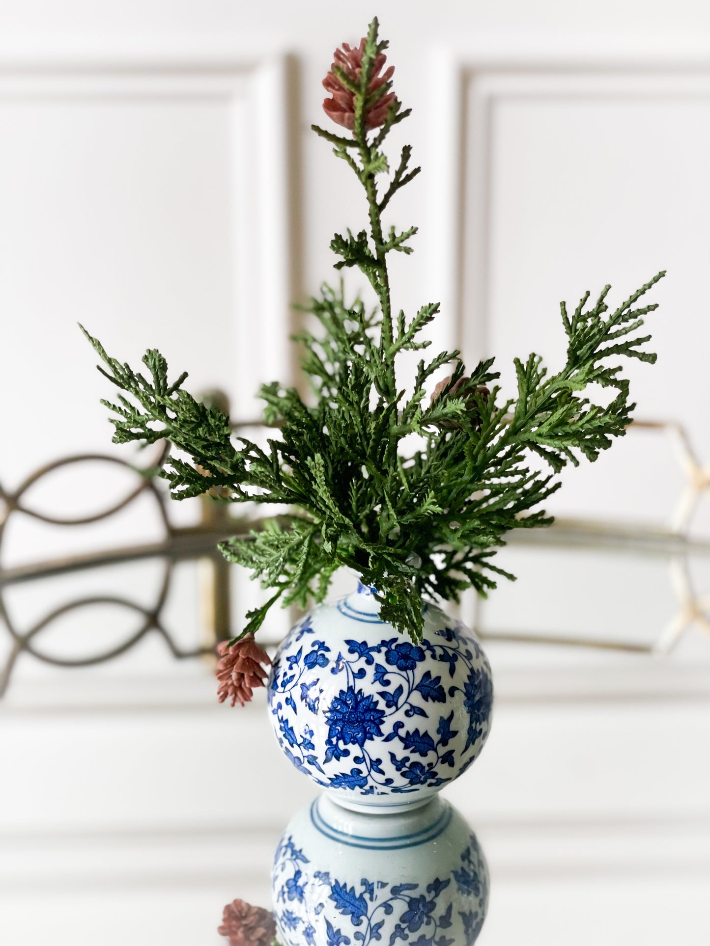 Set Of Three Pine In Chinoiserie Vase