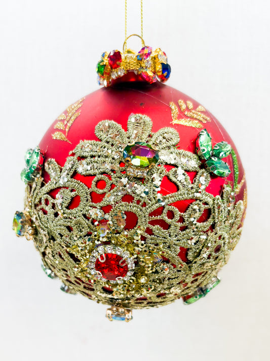Regal Ruby Jewel Ornament- Set of 3