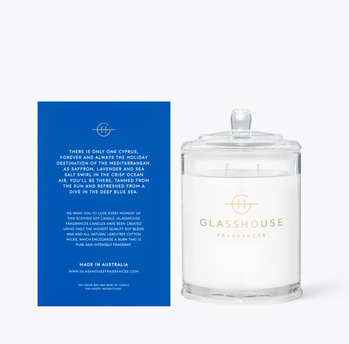 GLASSHOUSE Diving into Cyprus Sea Salt & Saffron Soy Candle 13.4 Oz