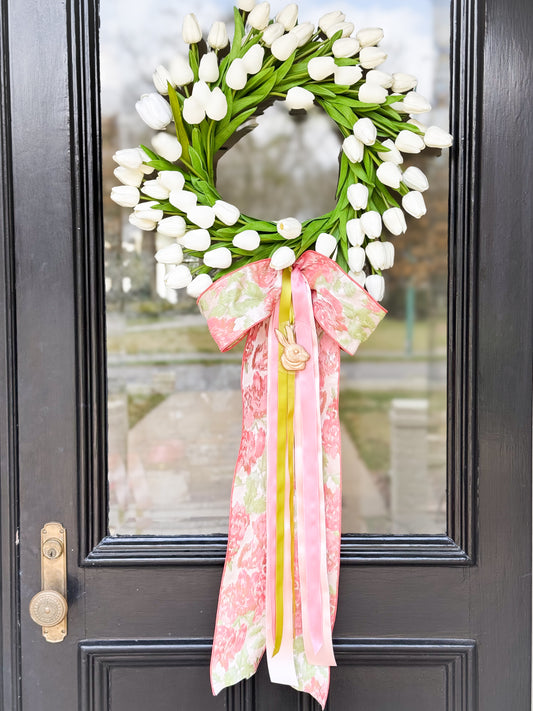 Abstract Cottontail Tulip Wreath