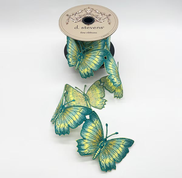 Felt Embroidery Butterfly Garland, Blue Yellow
