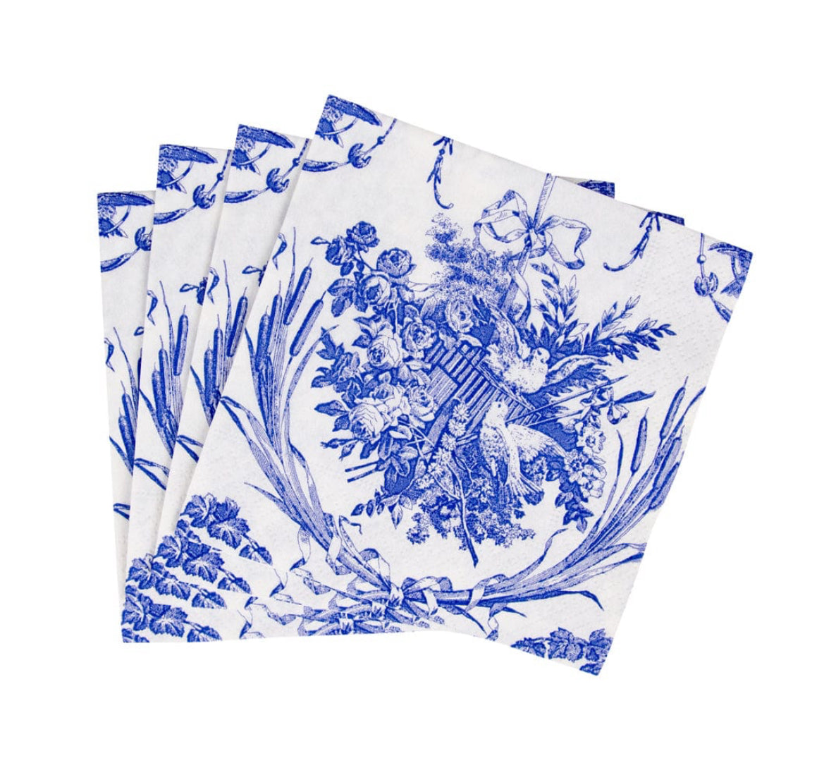Romantic Toile Blue Cocktail Napkins - 20 Per Package