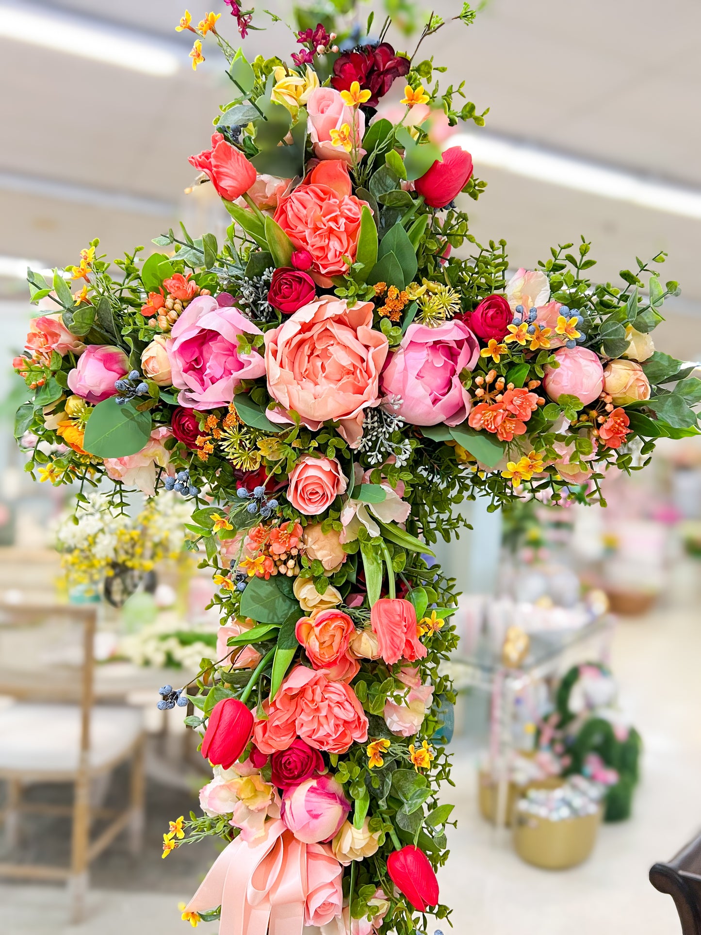 Promise in Bloom Floral Cross Wreath