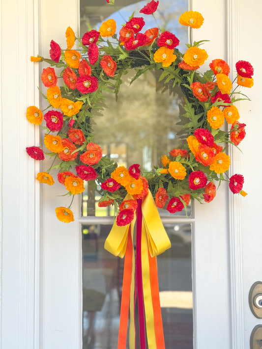 Sunset Floral Blissful Bow Wreath
