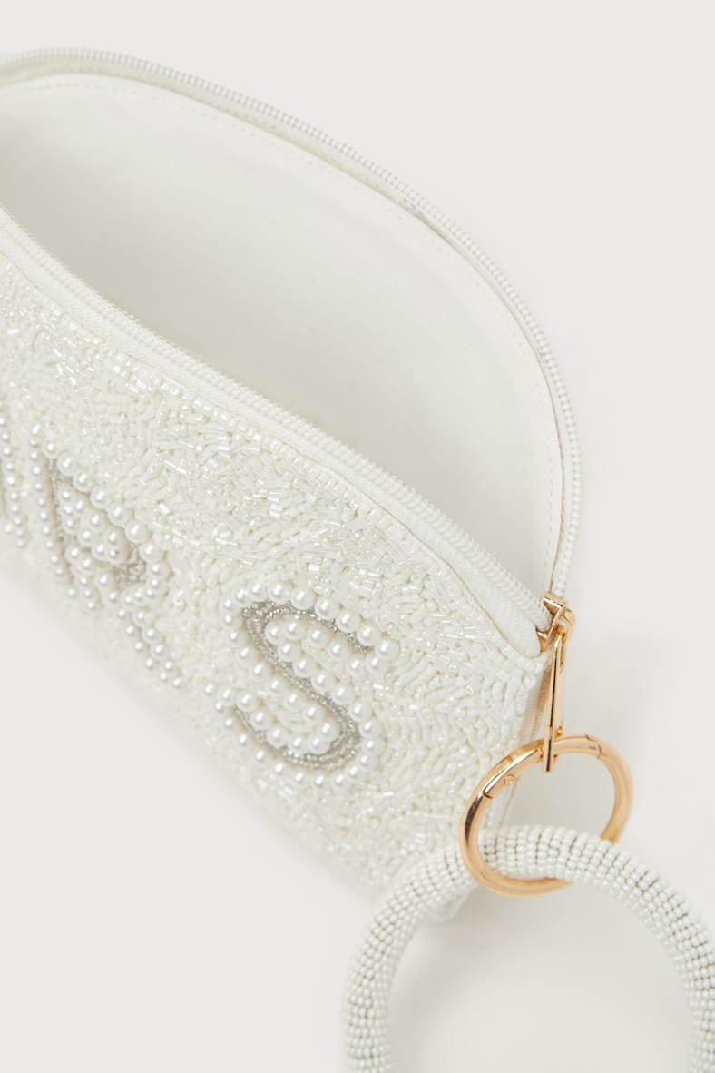 Mrs Moment Ivory Beaded Pearl Wristlet Bag