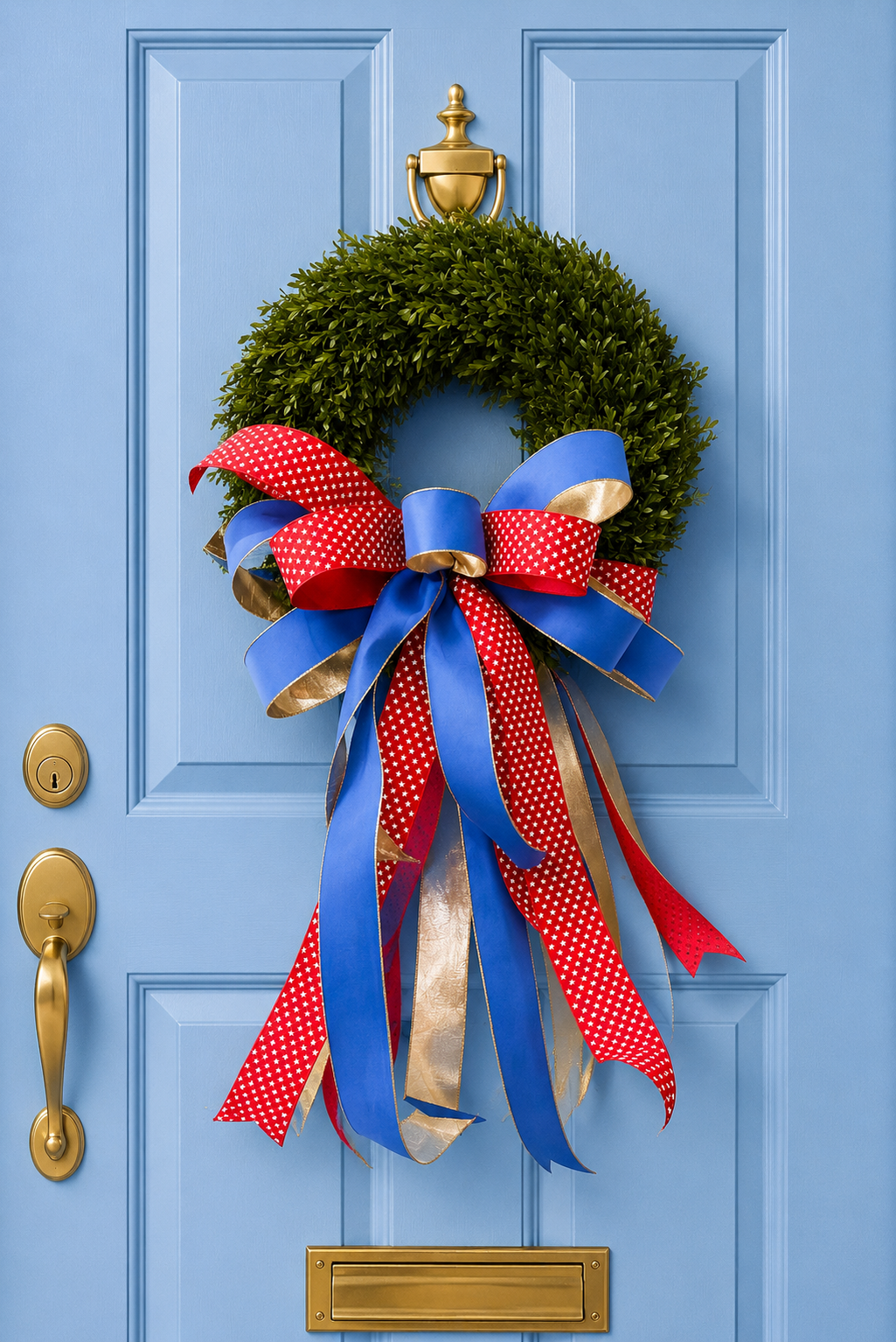 Blue Ribbon Americana Tea Leaf Wreath