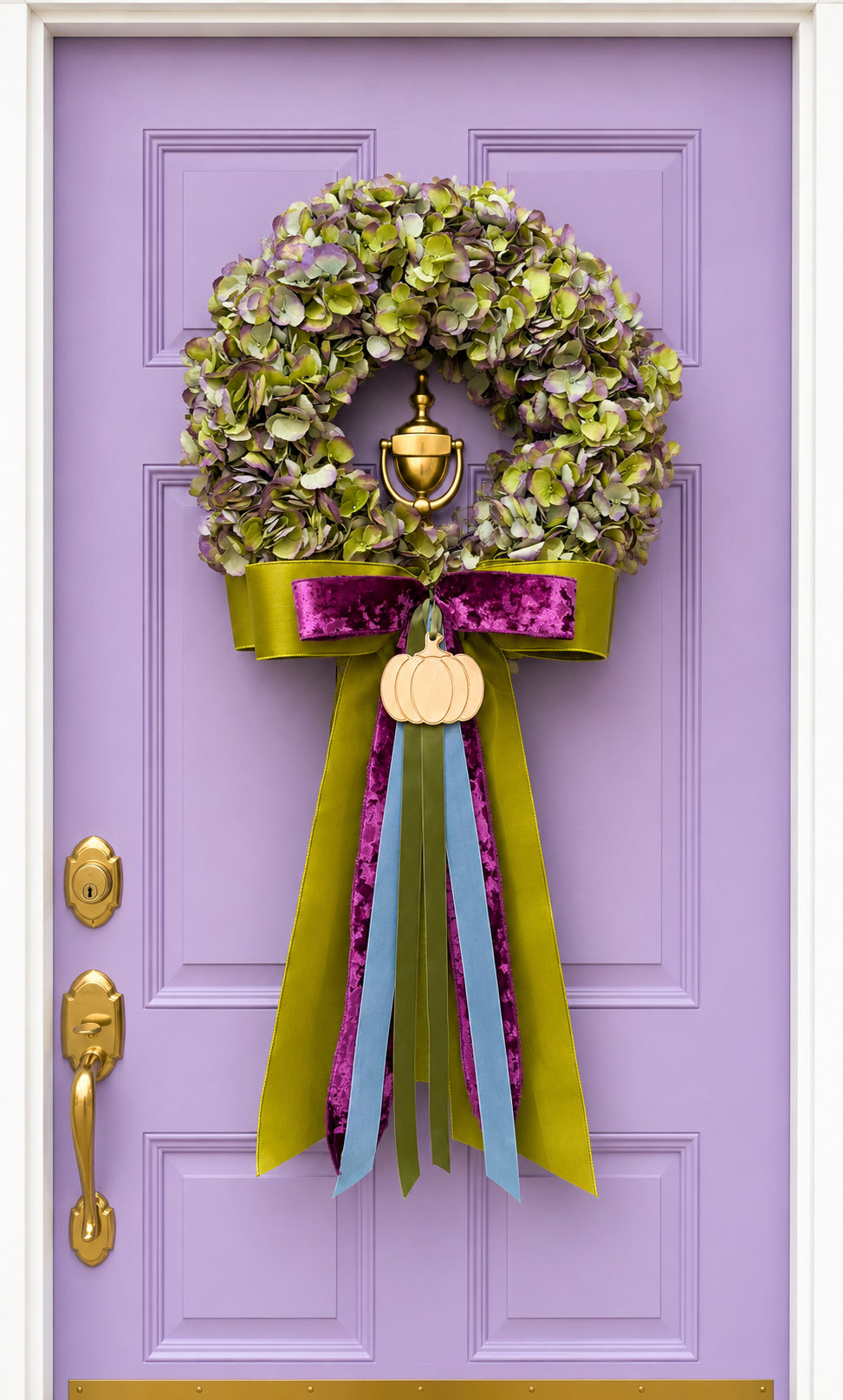 Plum & Chartreuse Hydrangea Wreath