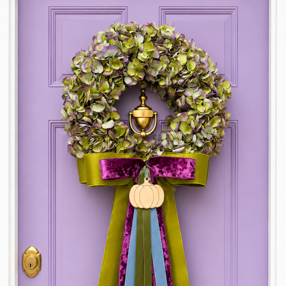 Plum & Chartreuse Hydrangea Wreath