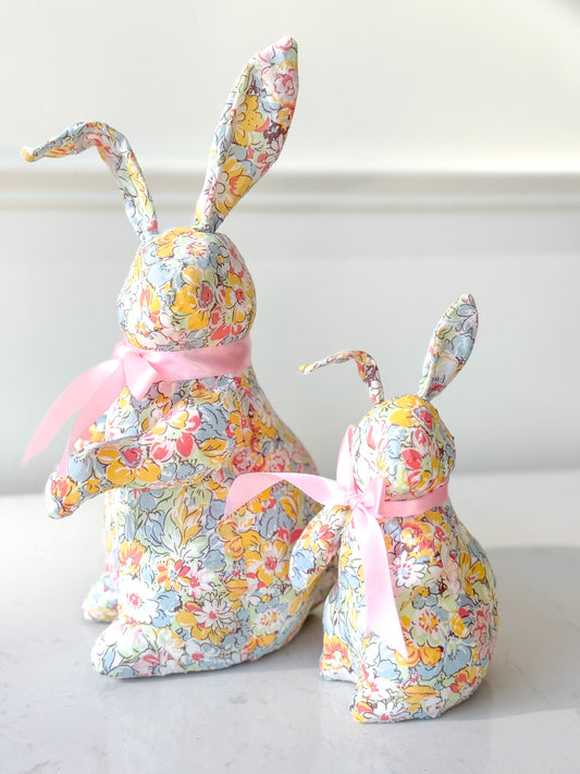 Floral Fabric Set Of Two Bunnies