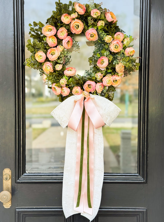 Perfectly Peachy Wreath And Bow