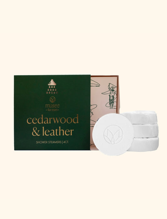 musee for men Cedarwood & Leather Shower Steamers -4ct.