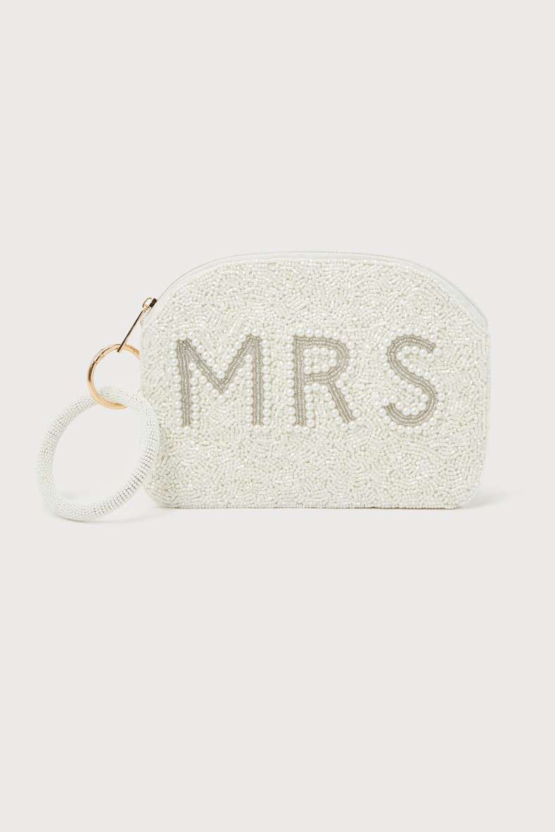 Mrs Moment Ivory Beaded Pearl Wristlet Bag