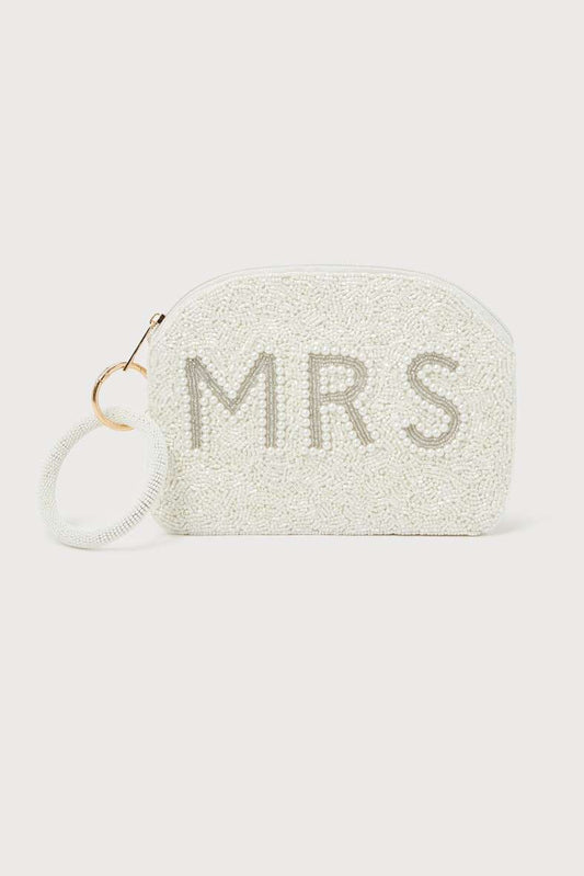 Mrs Moment Ivory Beaded Pearl Wristlet Bag