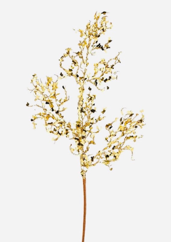 28" Sequin Twig Spray Gold