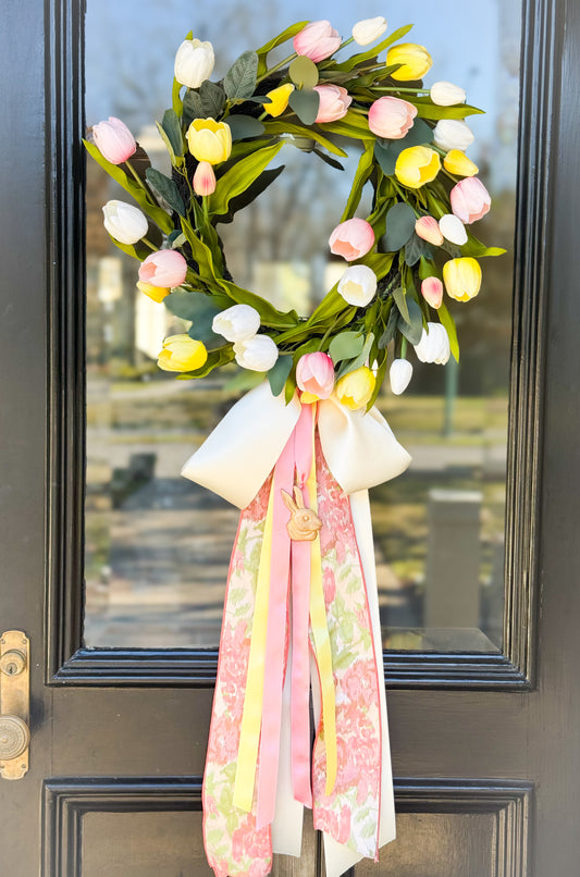 Sweet Tulip Cottontail Wreath