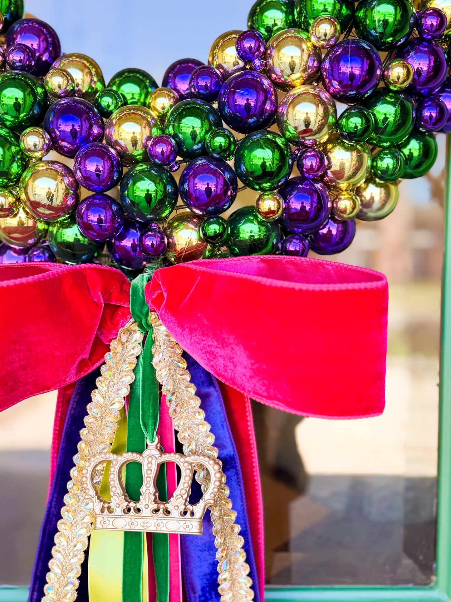 Parade in Pink Mardi Gras Wreath And Bow