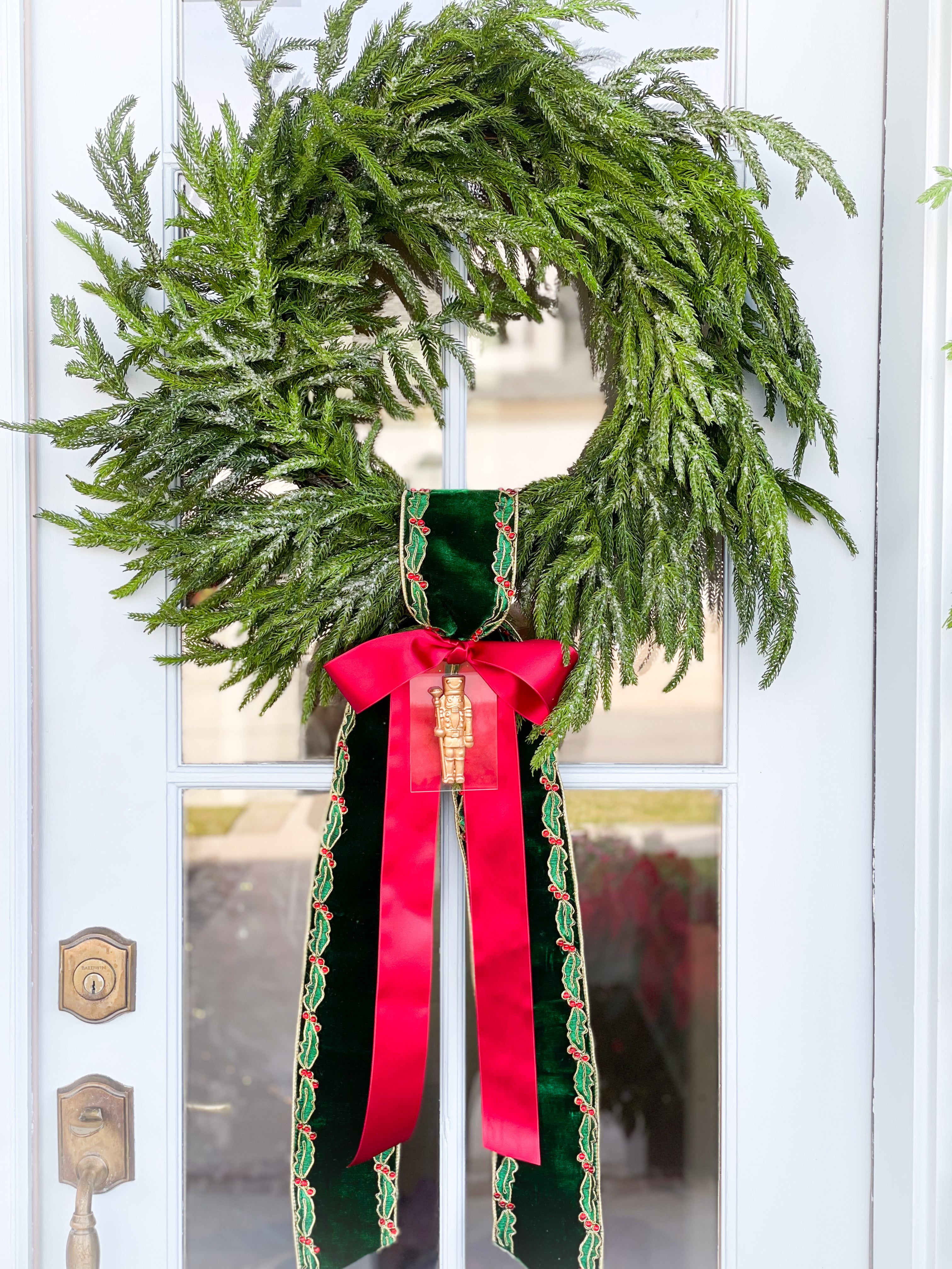 Pink and Green Nutcracker Wreath Sash