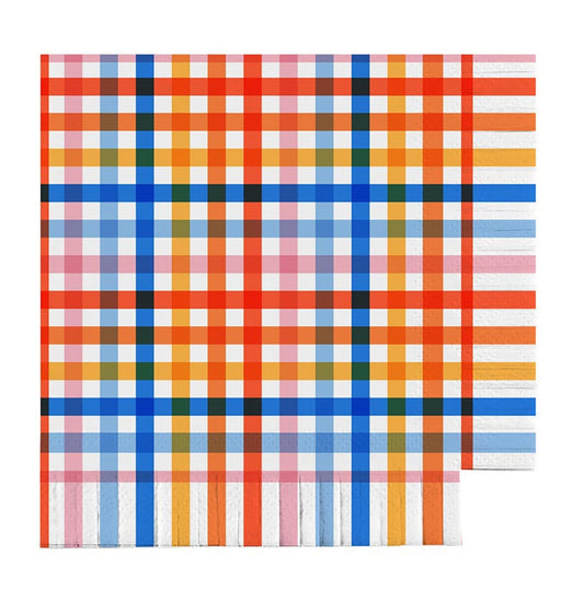 Fringe Napkins - Retro Plaid