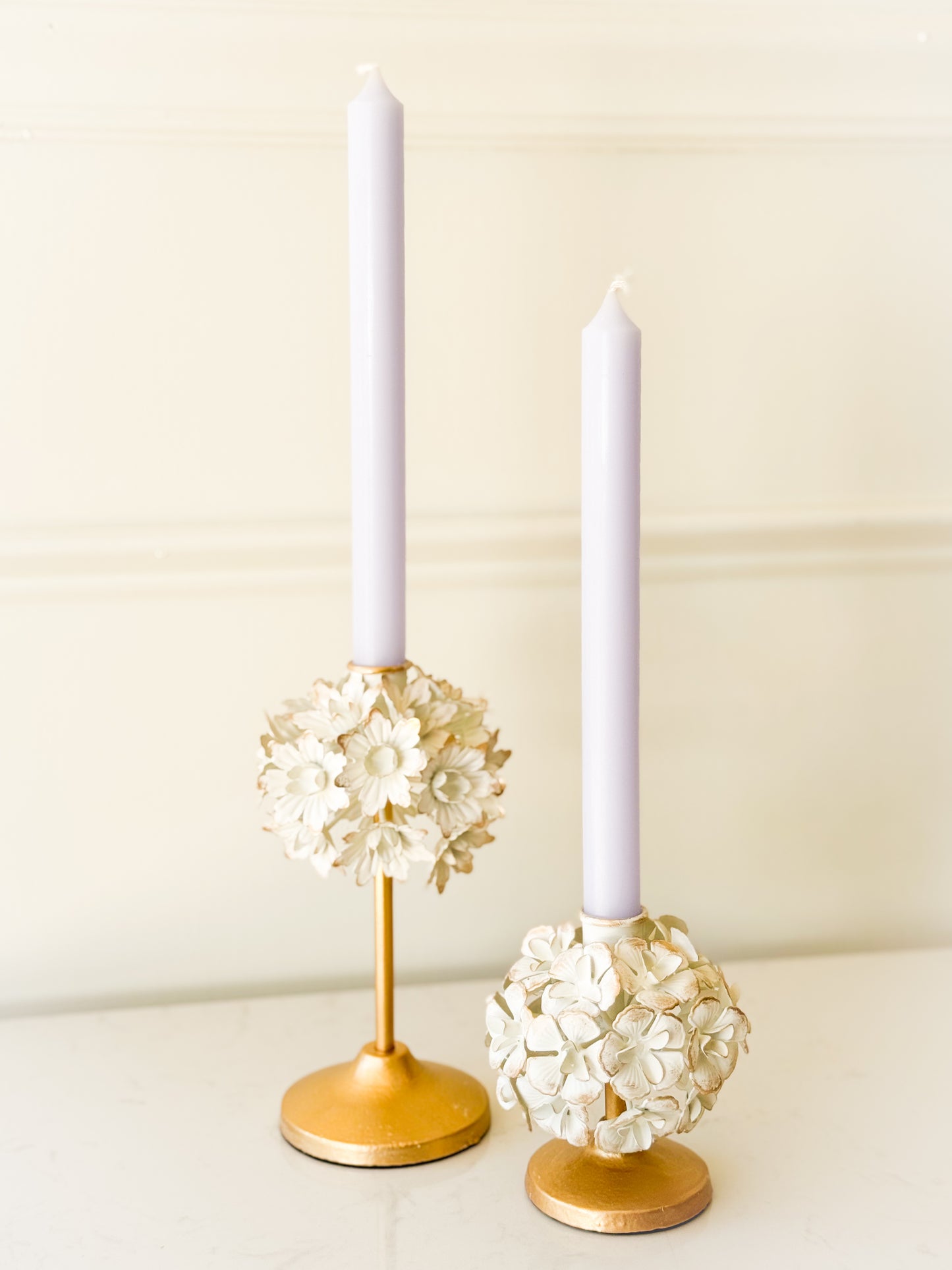 Set Of Two Floral Candle Holders