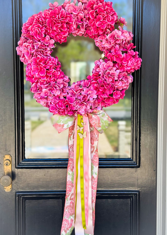 Blooms And Butterflies Hydrangea Wreath