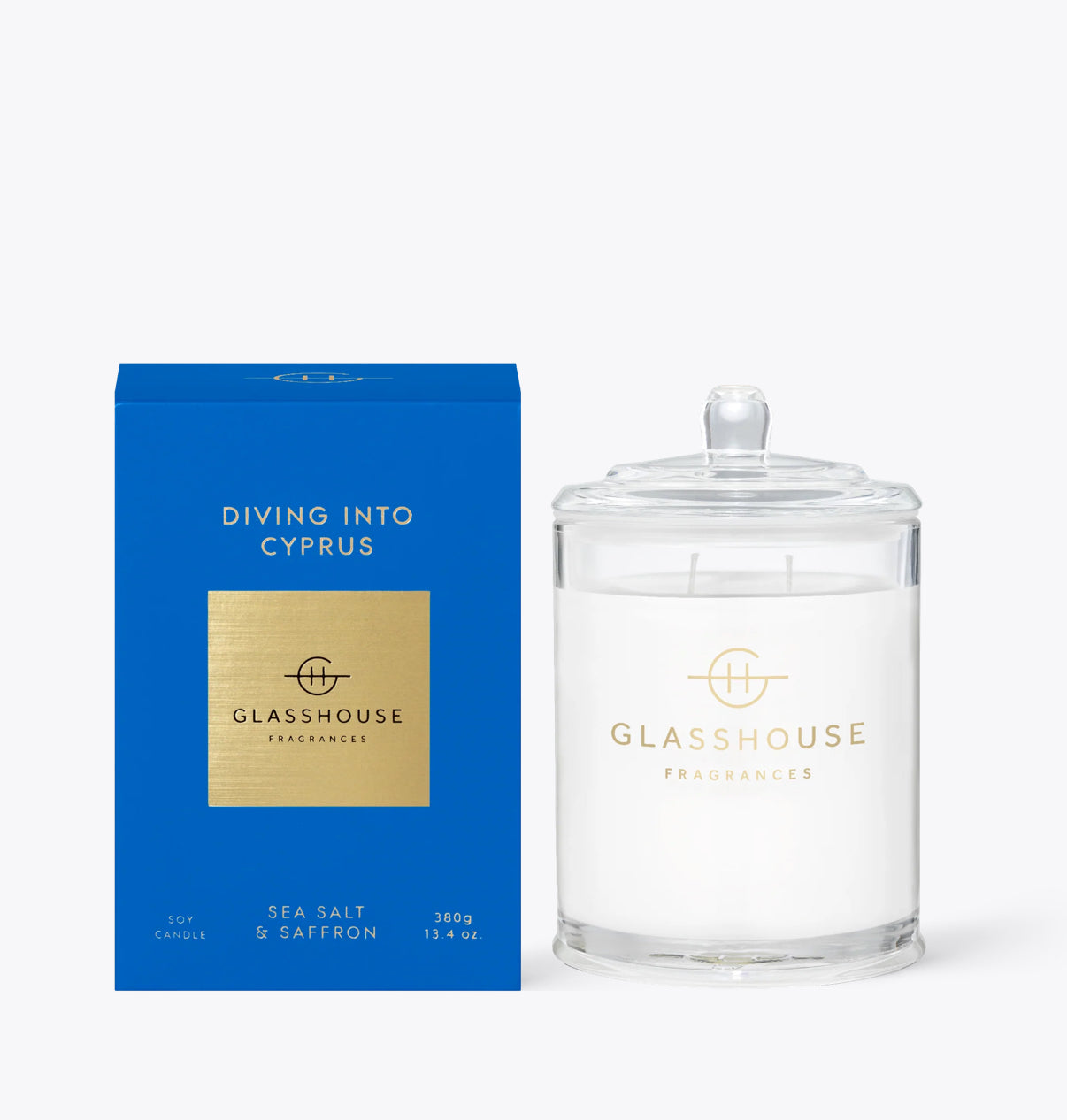 GLASSHOUSE Diving into Cyprus Sea Salt & Saffron Soy Candle 13.4 Oz