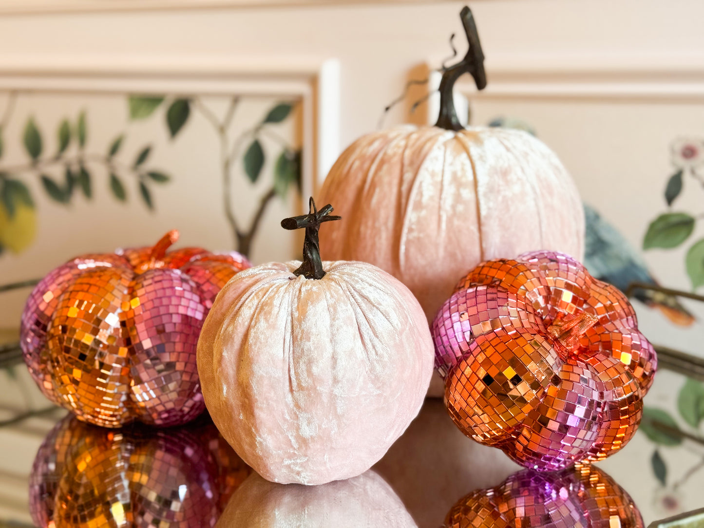 Set Of Two Disco Harvest Pumpkins