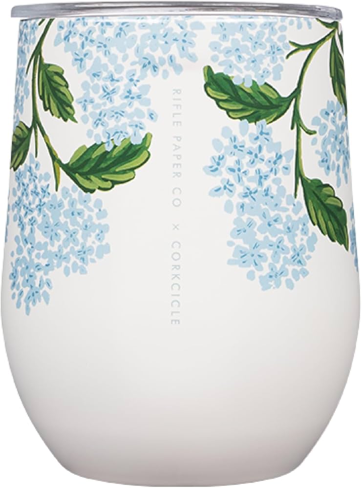 RIFLE PAPER CO. X CORKCICLE Stemless - Blue Hydrangea