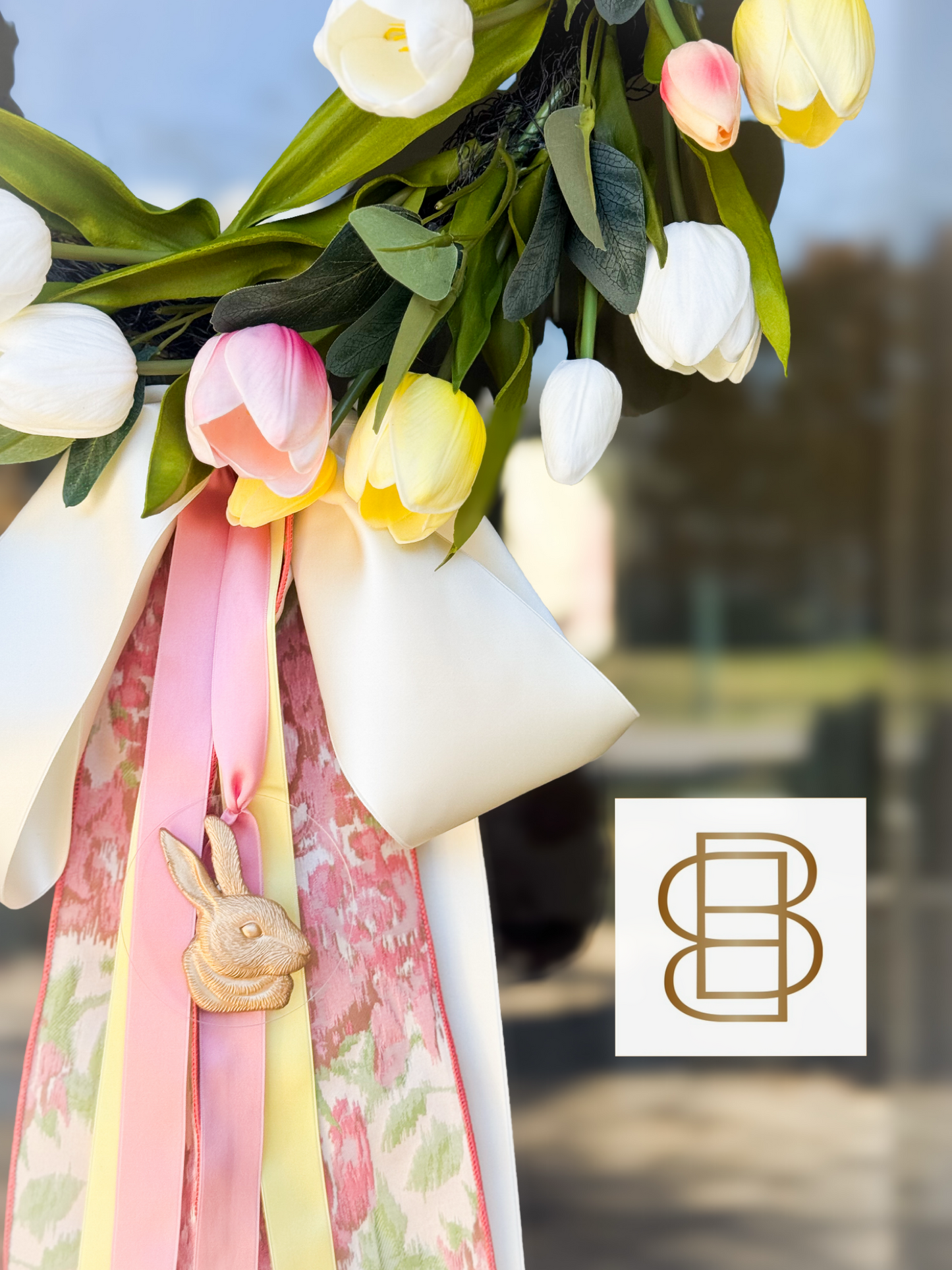 Sweet Tulip Cottontail Wreath