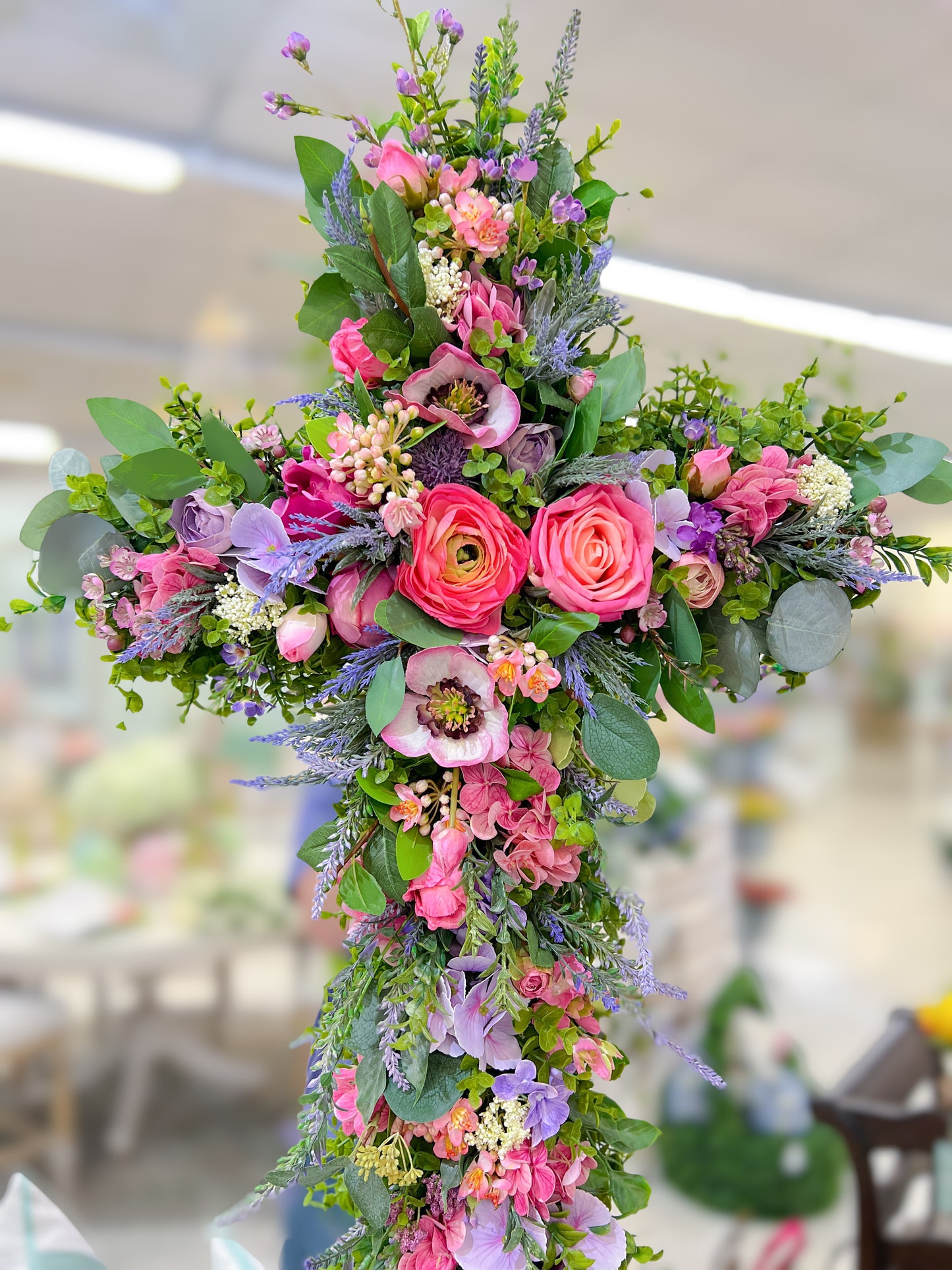 The Petals And Promises Cross Wreath