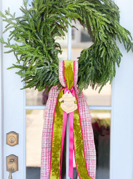 The Grinch Wreath And Sash With Grinch Ornament