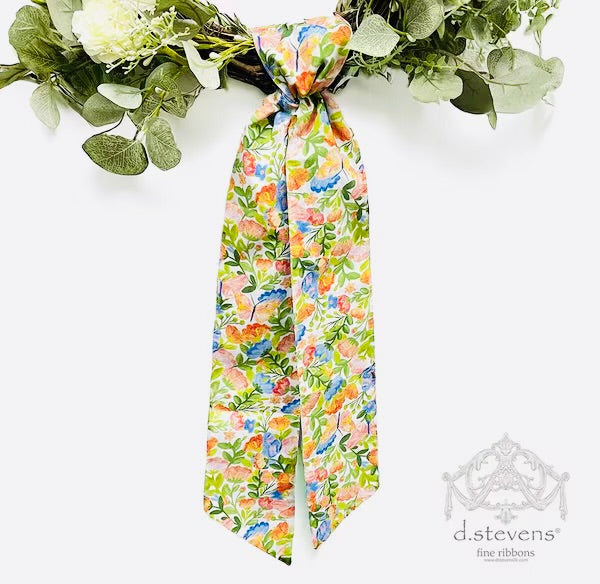 poplin mix spring floral sash, green pink orange