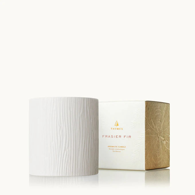 THYMES Frasier Fir Gilded Gold rim Ceramic Candle 11oz