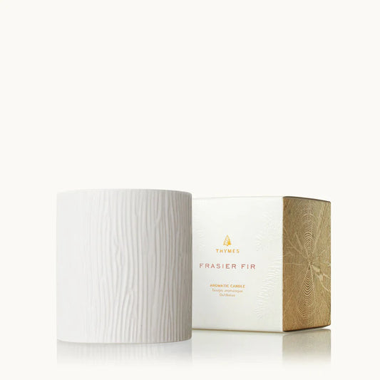 THYMES Frasier Fir Gilded Gold rim Ceramic Candle 11oz