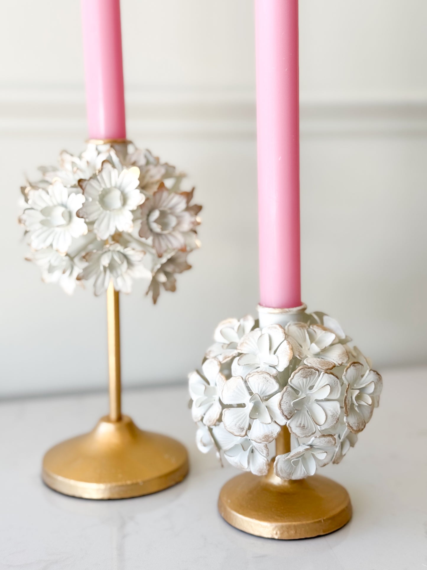 Set Of Two Floral Candle Holders