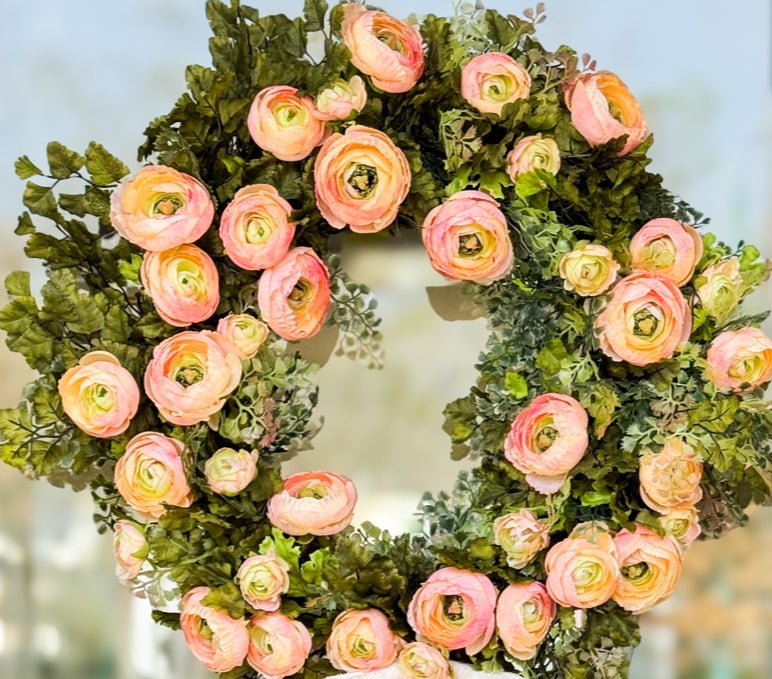 Perfectly Peachy Wreath And Bow