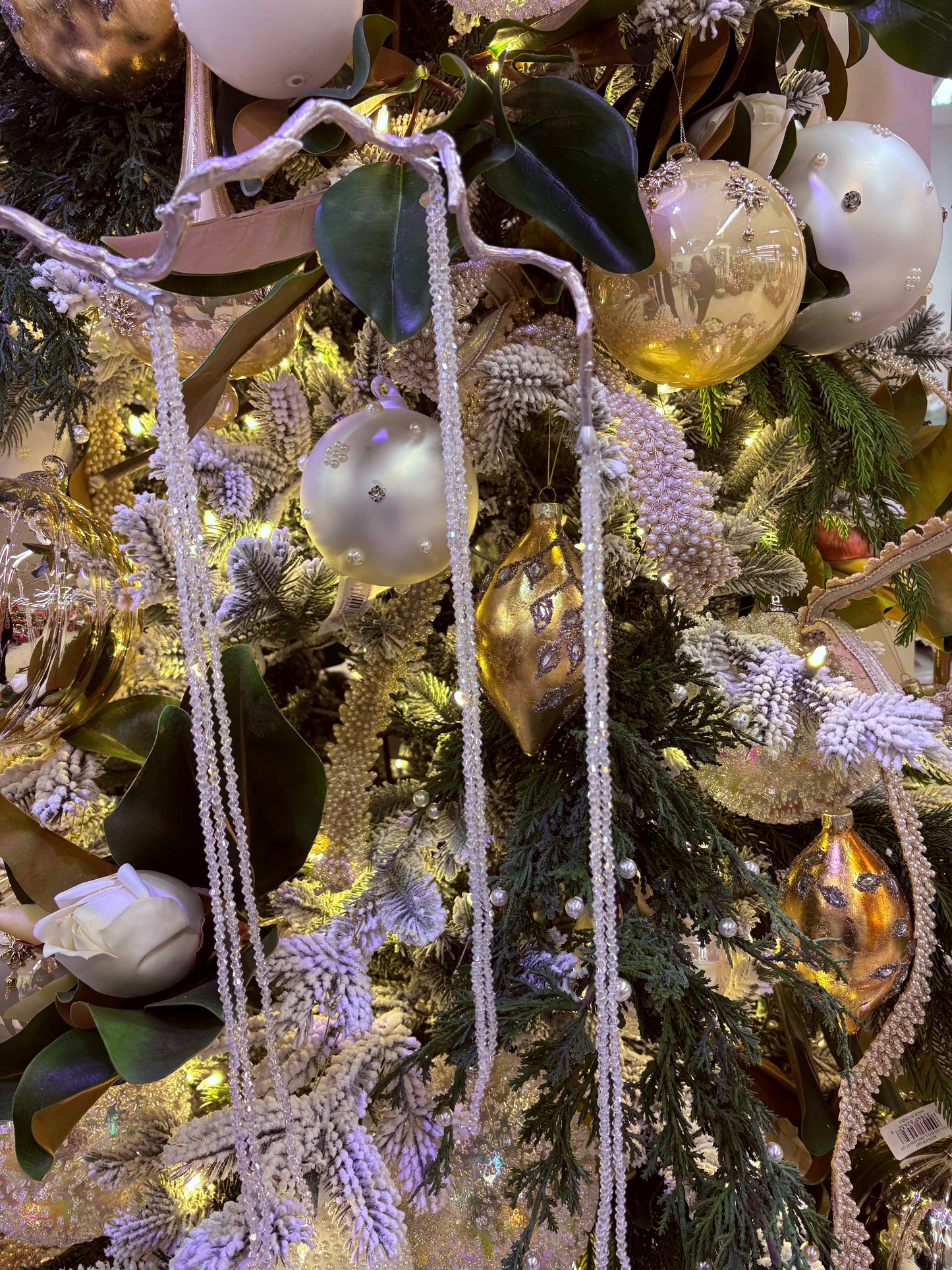 40” Crystal Teardrop Beaded Spray on Metallic Branch- Set of 3