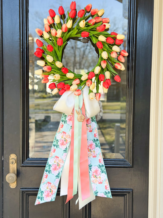 Warm Tulip Cottontail Wreath