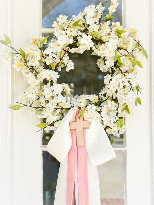 New Life White Cherry Blossom Wreath