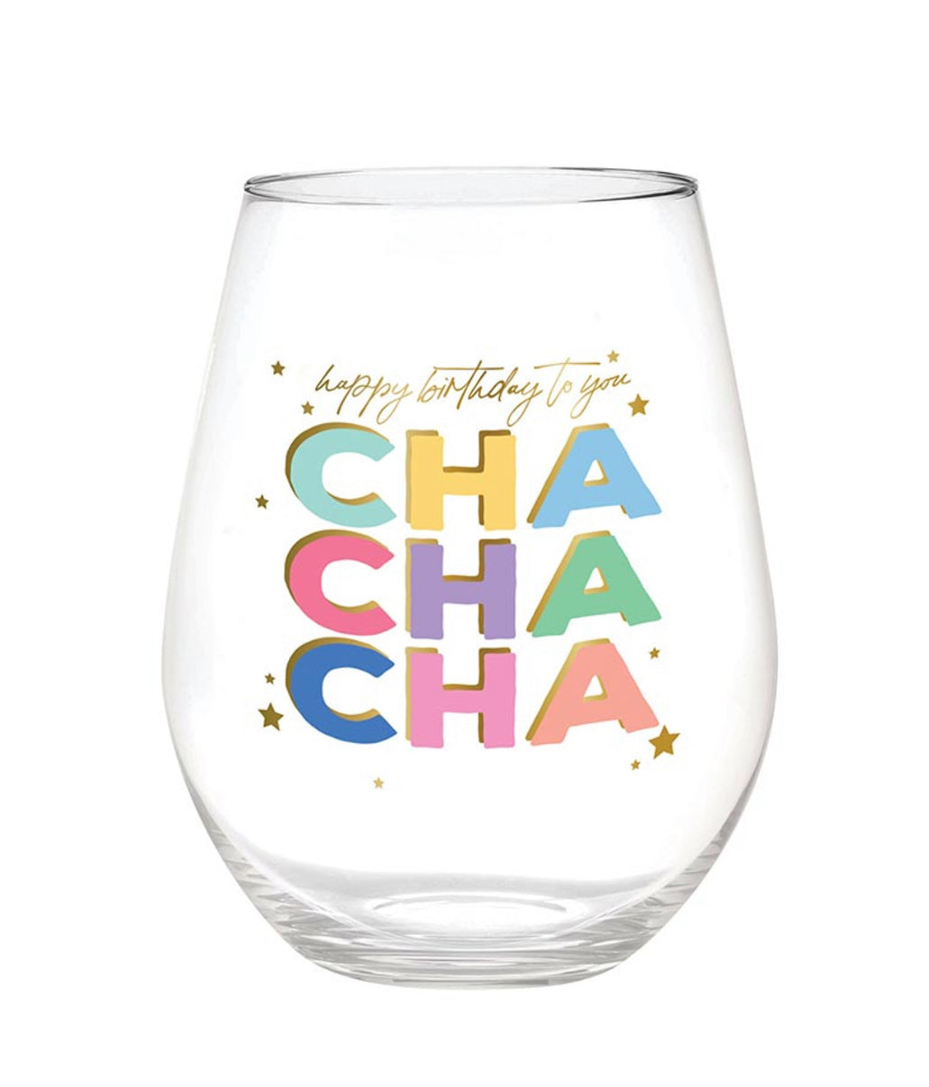 Jumbo Stemless Wine Glass - Cha Cha Cha