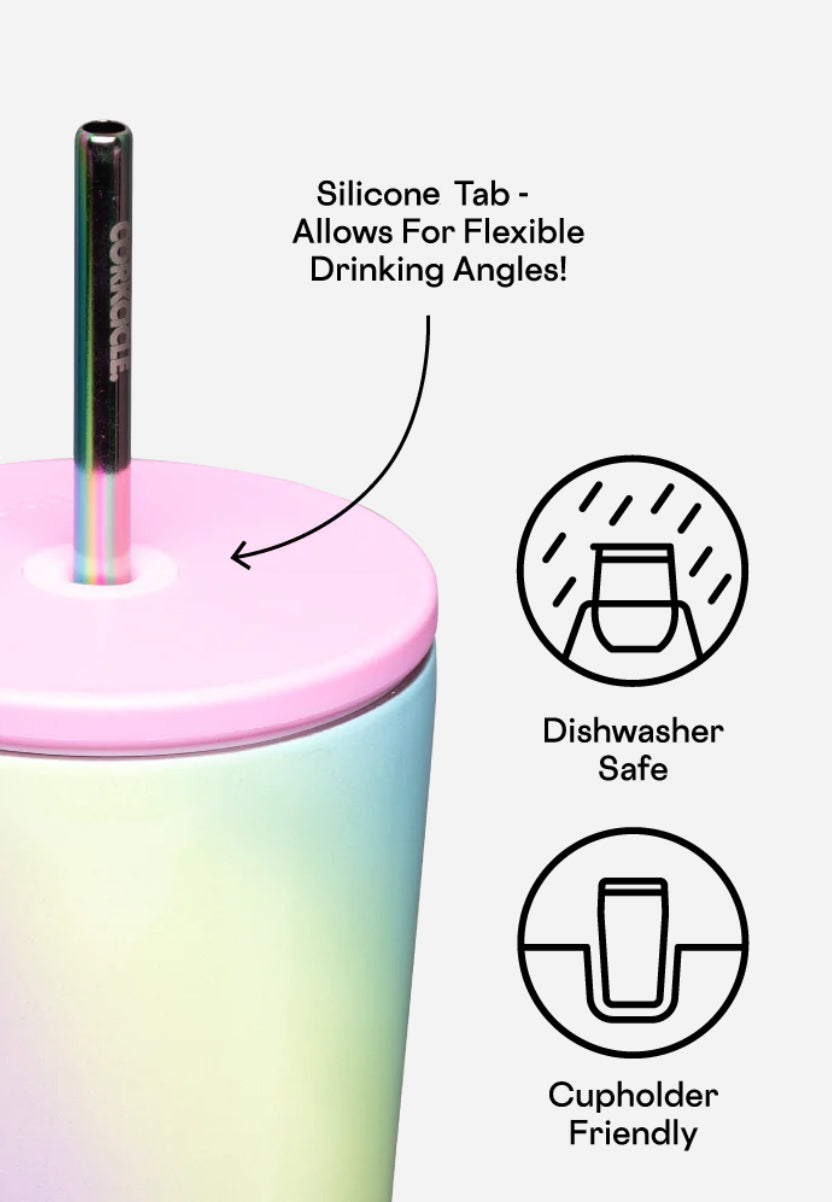 COLD CUP
INSULATED TUMBLER WITH STRAW- Rainbow Unicorn