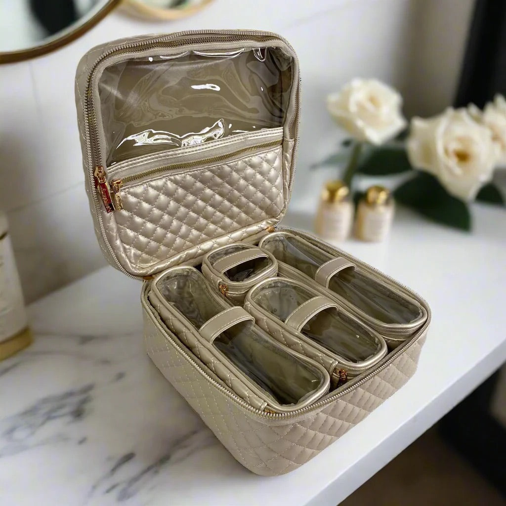 Mini Diva Makeup Case - Pearl Quilted