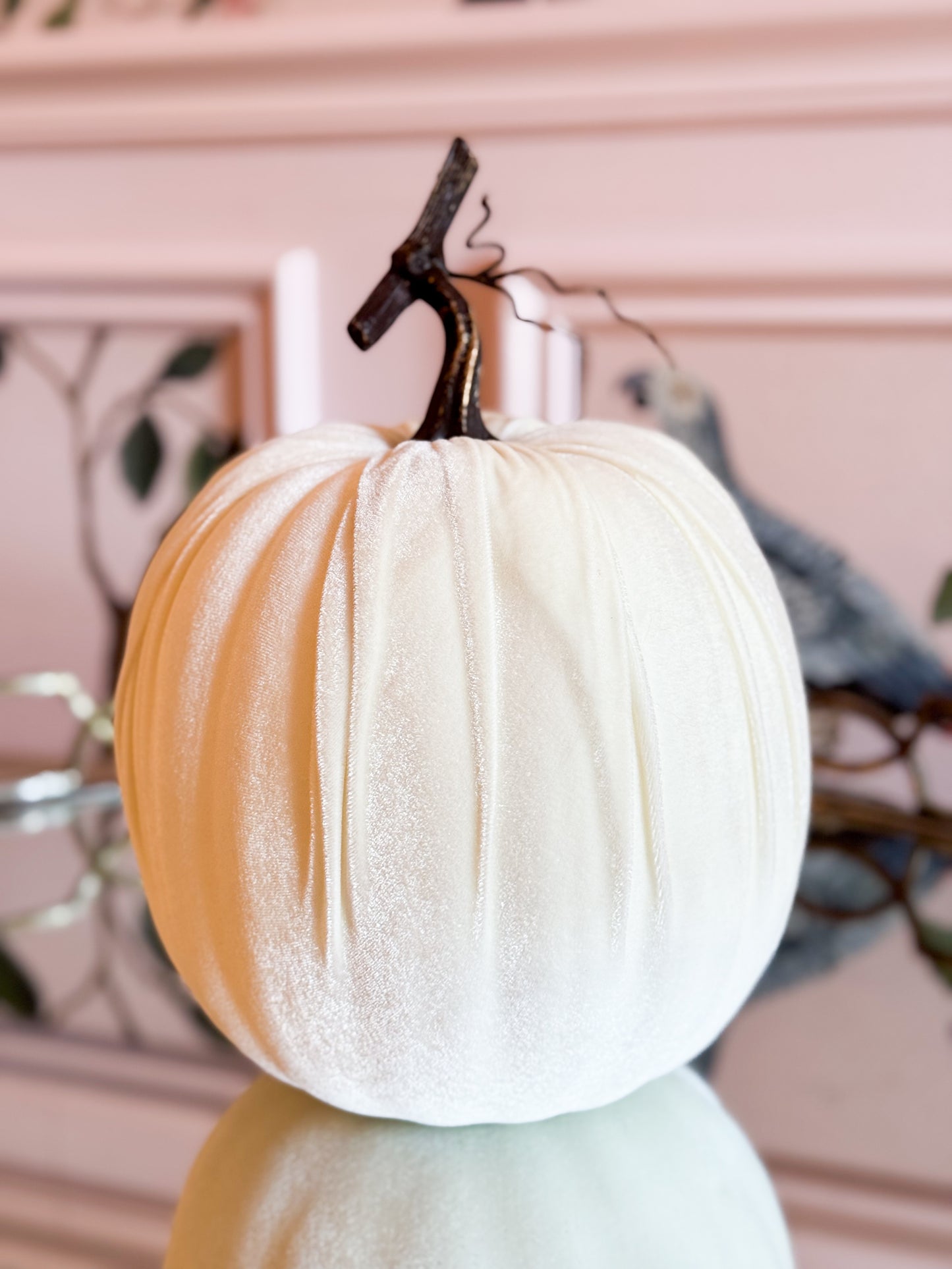 Ivory Luxe Velvet Pumpkin Trio