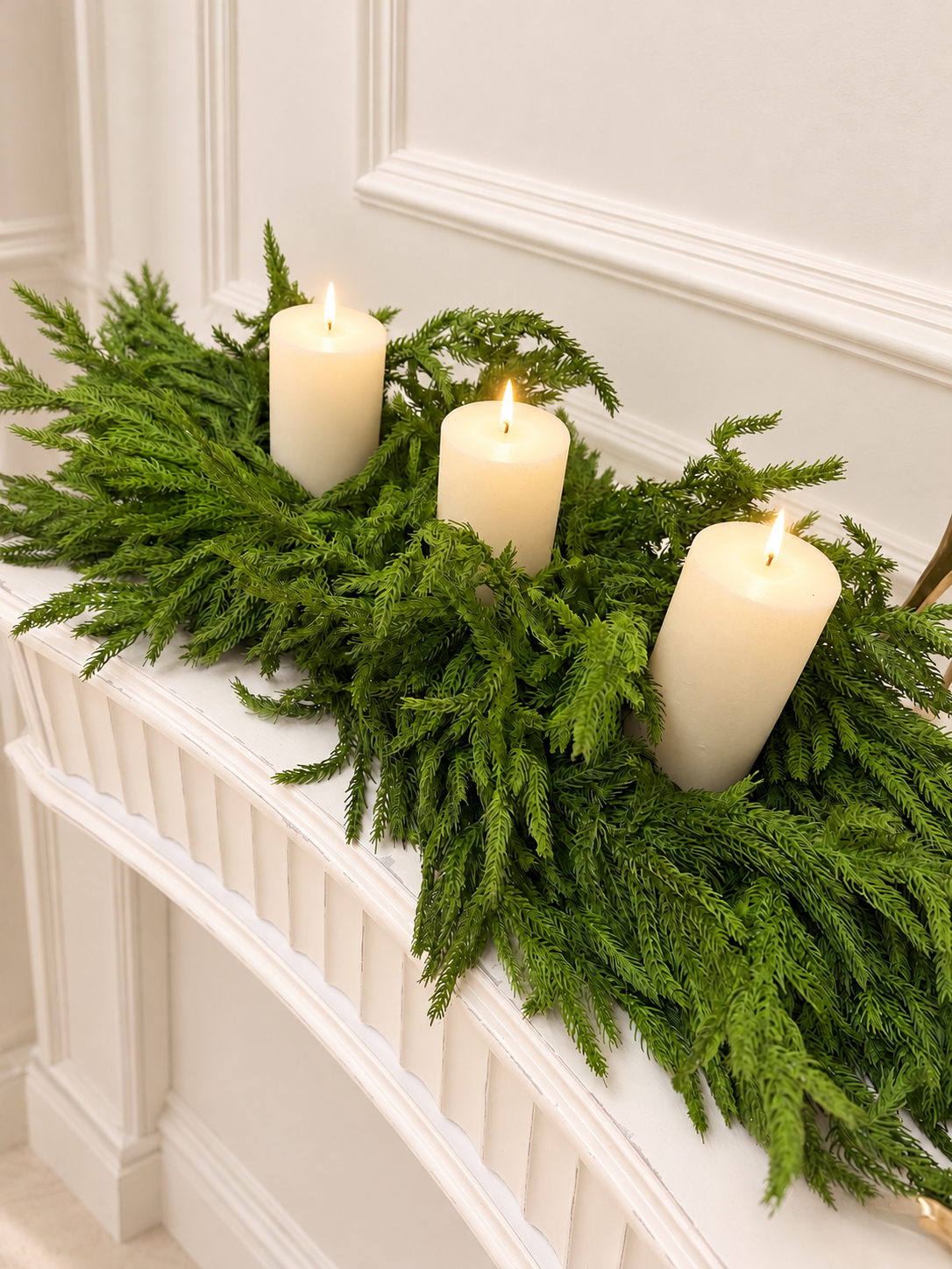 Bella Norfolk Pine Centerpiece With Three Candle Inserts