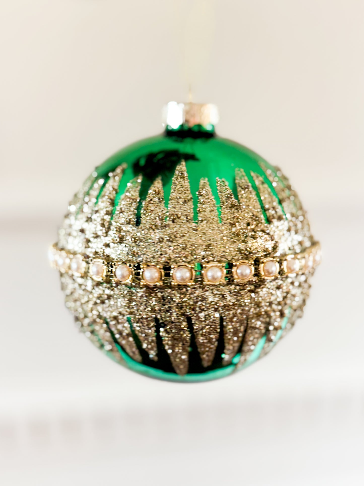 Set of 5 Emerald Luxe Pearl Ornament