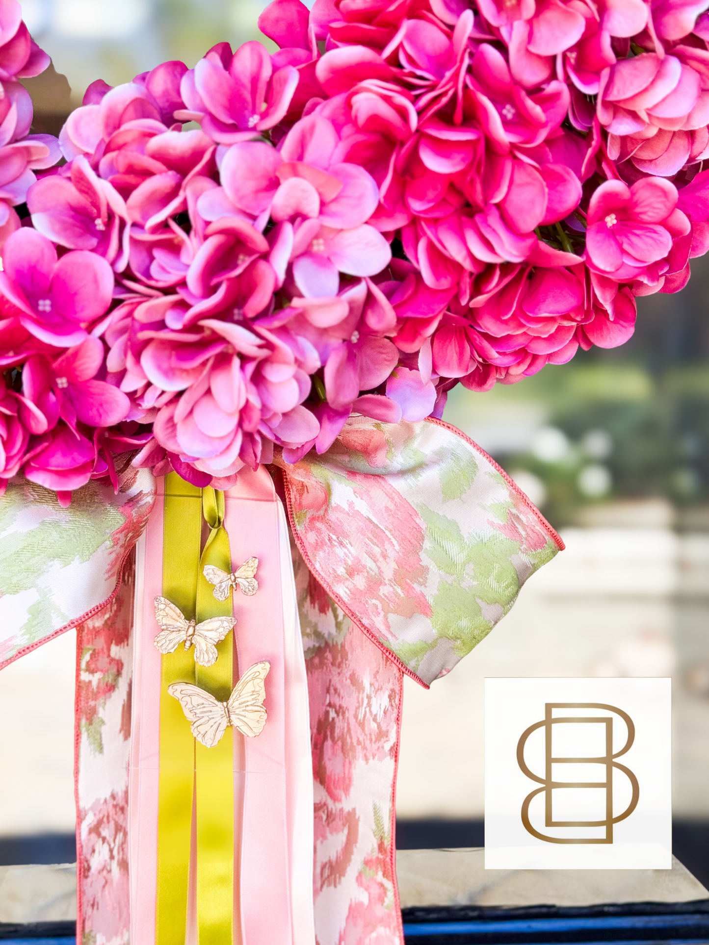 Blooms And Butterflies Hydrangea Wreath