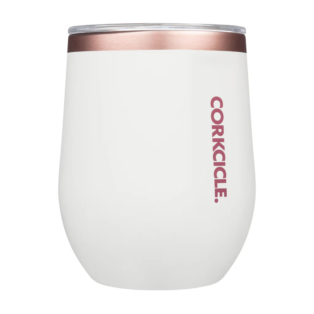 CLASSIC STEMLESS
INSULATED WINE TUMBLER- Matte White Rose