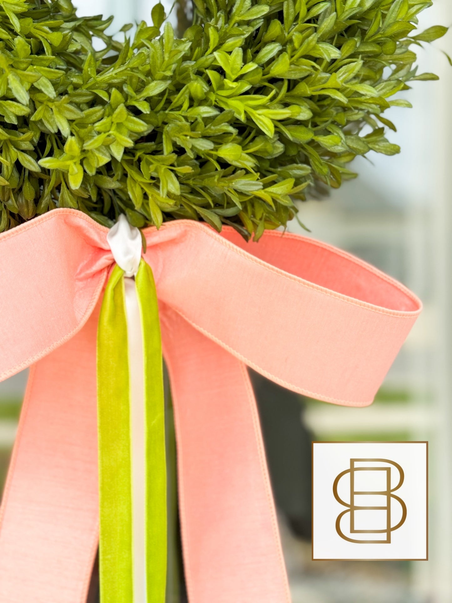Peach Fuzz Blissful Bow Tea Leaf Wreath
