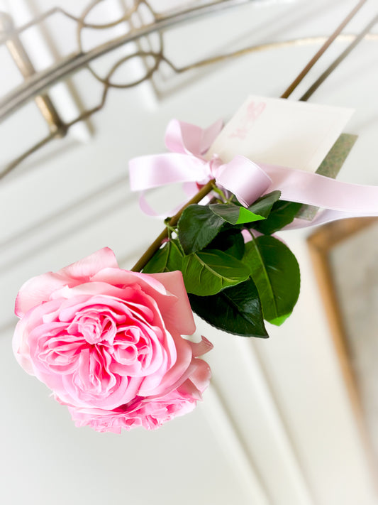 Rose Stem With Satin Ribbon And Card