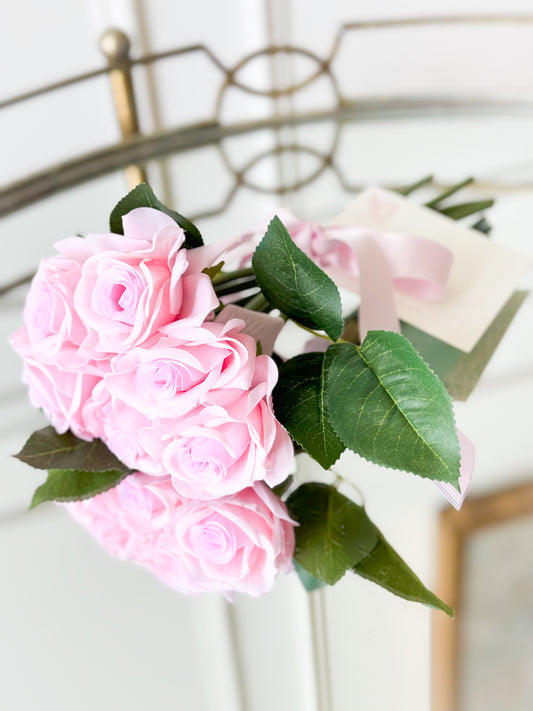 Rose Bouquet With Satin Ribbon And Card